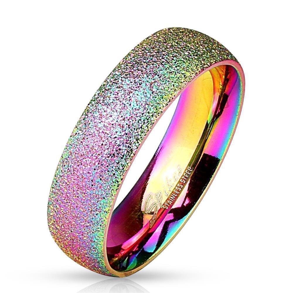 62 (19.7) Regenbogen Ring sand-gestrahlt Diamantoptik Edelstahl
