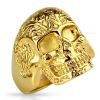 70 (22.3) Goldener Totenkopf Ring verziert massiv aus Edelstahl Männer Skull 60 62 64 67 70 72