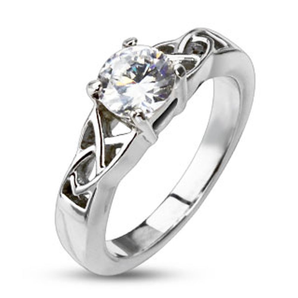 49 (15.6) Ring Keltenknoten mit Kristall Silber aus Edelstahl Damen