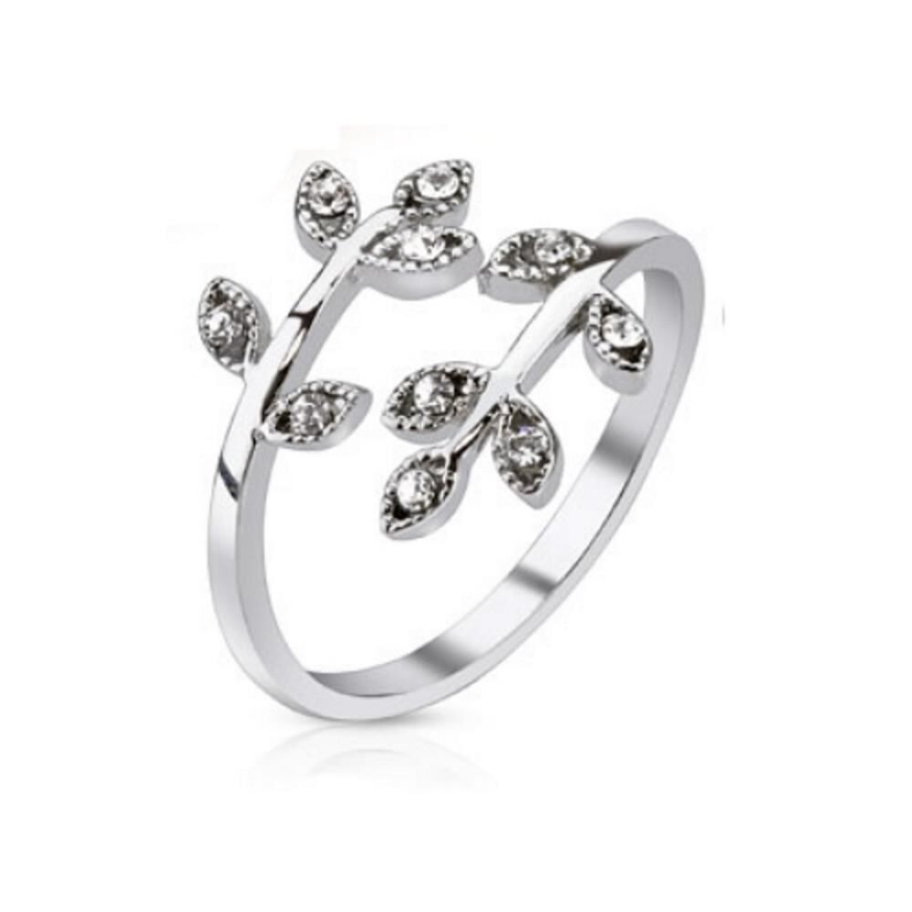 Klar (CC) - Blätter Kristall Zehring silber Zirkonia Damen