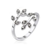 Klar (CC) - Blätter Kristall Zehring silber Zirkonia Damen