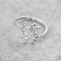 Klar (CC) - Blätter Kristall Zehring silber Zirkonia Damen