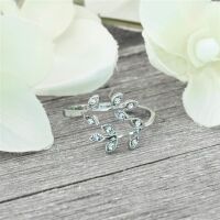 Klar (CC) - Blätter Kristall Zehring silber Zirkonia Damen