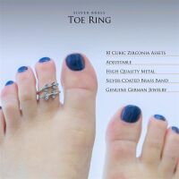 Klar (CC) - Blätter Kristall Zehring silber Zirkonia Damen