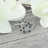Schwarz - Blätter Kristall Zehring silber Zirkonia Damen