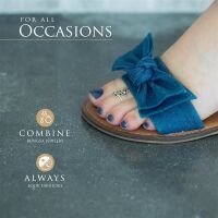 Schwarz - Blätter Kristall Zehring silber Zirkonia Damen