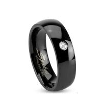 Ring Kristalle klassisch Schwarz aus Edelstahl Unisex