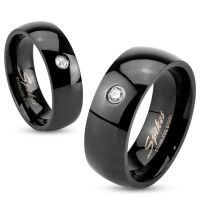 Ring Kristalle klassisch Schwarz aus Edelstahl Unisex