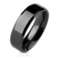 Ring abgerundete Kanten Schwarz aus Edelstahl Unisex