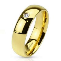 52 (16.6) Hochzeitsring Gold mit Kristall aus Edelstahl Damen & Herren 49-70