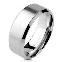 Ring mit schr&auml;gem Rand Silber aus Edelstahl Unisex