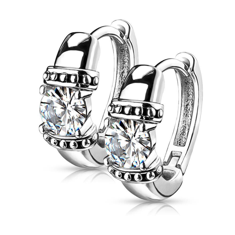 Creolen mit Kristall geschwärzten Ornamenten silber Edelstahl Damen