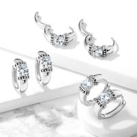 Creolen mit Kristall geschwärzten Ornamenten silber...