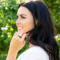 57 (18.1)Blauer Ring aus Edelstahl klassisch für Damen & Herren 49-70 57 (18.1)