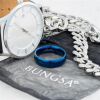 57 (18.1)Blauer Ring aus Edelstahl klassisch für Damen & Herren 49-70 57 (18.1)