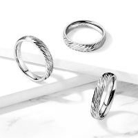 54 (17.2) Ring diagonaler Diamant Cut Silber aus Edelstahl Unisex
