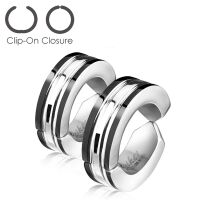Creolen farbige Außenringe Silber aus Edelstahl Unisex