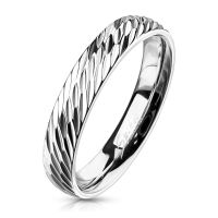 62 (19.7) Ring diagonaler Diamant Cut Silber aus Edelstahl Unisex