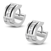 Creolen mit klaren Kristallen Zierfugen silber Edelstahl...