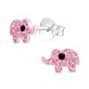 Ohrstecker rosa Elefant mit Kristallen aus .925 Silber Kinder
