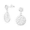Ohrstecker mit Kristall gehämmerten Plättchen .925 Silber Damen