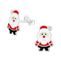 Ohrstecker Weihnachtsmann aus 925 Sterling-Silber für Kinder