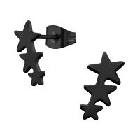 Dreifach-Stern-Ohrstecker schwarz aus Edelstahl Unisex