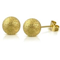 Ohrstecker Kugel sand-gestrahlt Gold aus Edelstahl Unisex