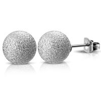 Ohrstecker Kugel sand-gestrahlt Silber aus Edelstahl Unisex