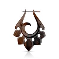 Geschnitzte Creolen Ohrhänger aus Sono-Holz Unisex