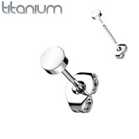 einzelner Ohrstecker rund 4mm Silber aus Titan Unisex