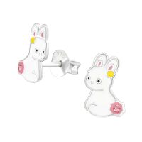 Ohrstecker Bunny mit Kristall aus .925 Silber Kinder