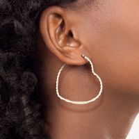 Creolen Ohrhänger Herz Wellen-Design silberfarben 4cm aus Edelstahl Damen