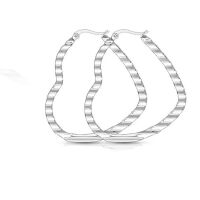 Creolen Ohrhänger Herz Wellen-Design silberfarben...