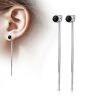 Ohrstecker mit Kettenanhänger Silber/Schwarz aus Edelstahl Damen