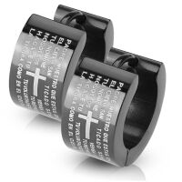 Creolen Schwarz Kreuz Vaterunser/Padre Nuestro Edelstahl...