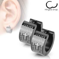 Creolen Schwarz Kreuz Vaterunser/Padre Nuestro Edelstahl...