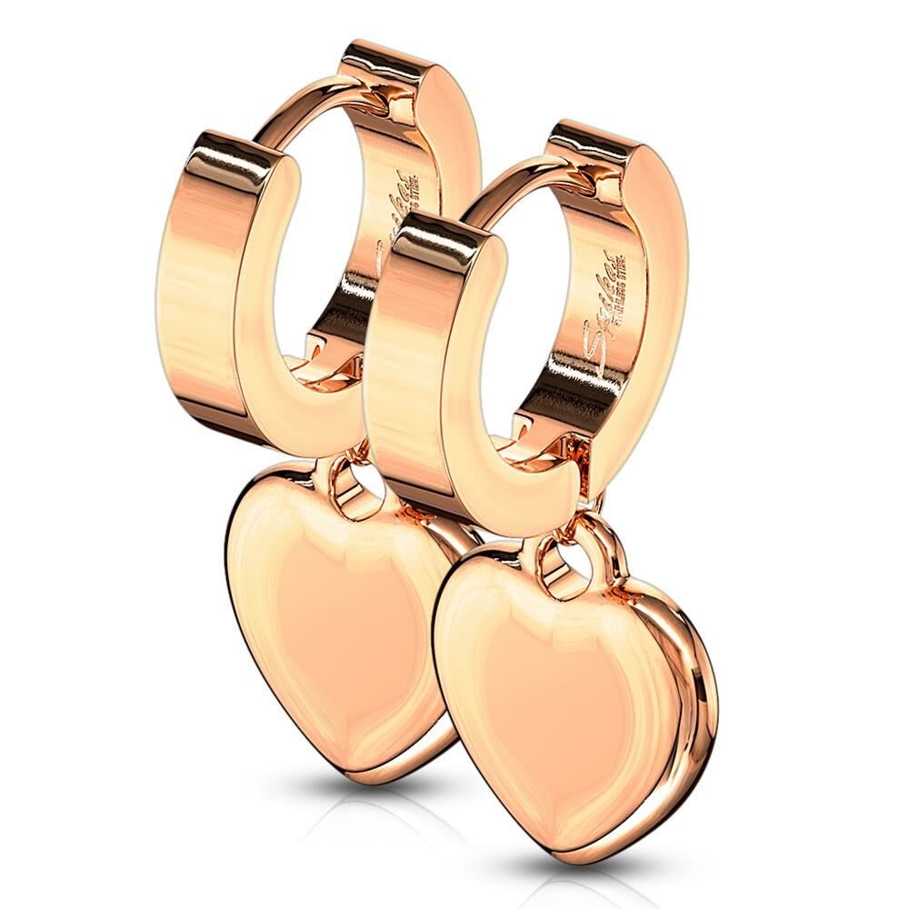 Creolen mit Herzanhänger rosegold aus Edelstahl Damen