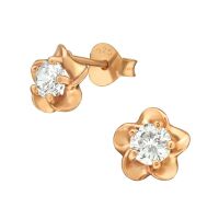 Ohrstecker Blüte mit Kristall rosegold aus .925...