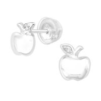 Ohrstecker Apfel mit Kristall aus .925 Silber Kinder