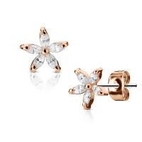 Ohrstecker Blume mit Zirkonia Rosegold aus Edelstahl Damen