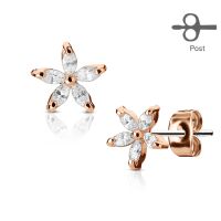 Ohrstecker Blume mit Zirkonia Rosegold aus Edelstahl Damen