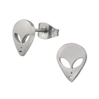 Ohrstecker Alien Silber aus Edelstahl Unisex