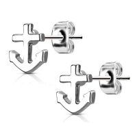 Ohrstecker Anker Silber aus Edelstahl Unisex