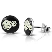 Ohrstecker W&uuml;rfel Lucky Dice Schwarz-Silber aus...