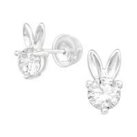 Ohrstecker Bunny mit rundem Kristall aus .925 Sterling Silber Damen