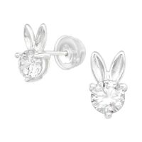 Ohrstecker Bunny mit rundem Kristall aus .925 Sterling...