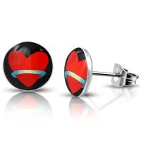 Ohrstecker Rotes Herz Silber aus Edelstahl Unisex