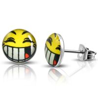 Ohrstecker Smiley Gelb aus Edelstahl Unisex