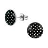 Ohrstecker R Schwarz weißen Punkten 10mm Rockabilly Edelstahl Unisex